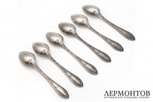 Набор кофейных ложек на 6 персон. СССР, г. Москва, завод металлоизделий 1, 1956 год.