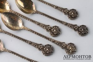 Ложки чайные Виноград. Серебро 916 пробы. СССР, 1960-80е гг.
