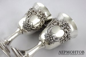 Крупные серебряные бокалы. Серебро 800 пробы. Европа