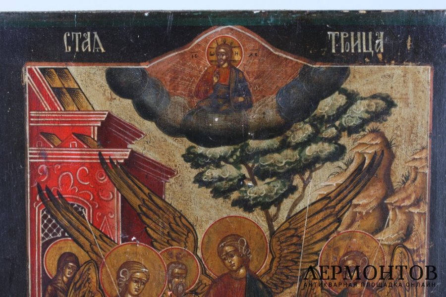 Икона Троица. Дерево, левкас, темпера. Российская империя, XIX век.