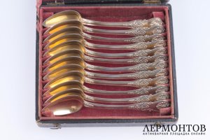 Набор чайных ложек C.B. Серебро 800. Франция