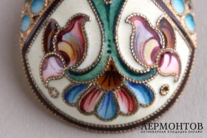 Ложка чайная. Серебро 84, эмаль золочение. 11 артель. Россия, до 1917 г.