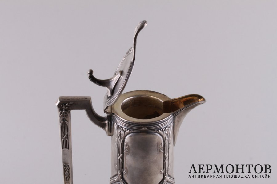 Кувшин в стиле модерн. Серебро 900 пробы, хрусталь. Европа, 1890-1910-е гг.