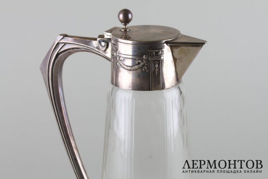 Графин с серебром 800 пробы. Германия, мастерская Fr.Kraemer,к.19-н.20 века.