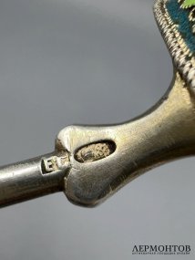 Ситечко с эмалью по скани. Серебро 84 пробы, Е. Самошин, Россия, 1908–1917 годы