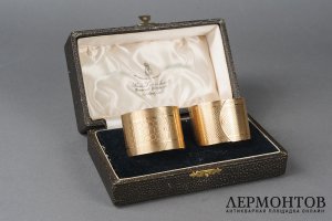 Кольца для салфеток в родной коробке. Англия, Блэкпул, 1 пол. 20 в. Серебро 925 пробы