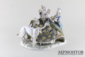 Статуэтка. Дама со слугой и русской борзой. Karl Ens. Германия. XX в.