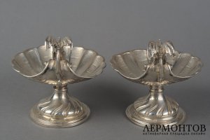 Парные икорницы. Австро - Венгрия. Кон. 19- нач. 20 вв. Серебро 800 пробы.