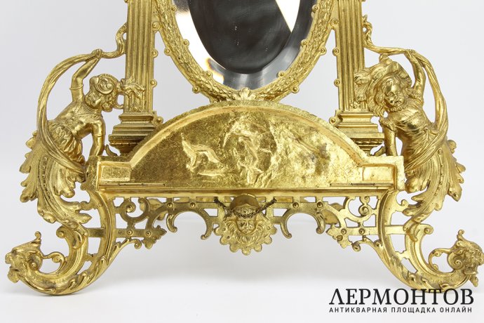 Большое настольное зеркало Триумф любви. Бронза. 19 век.