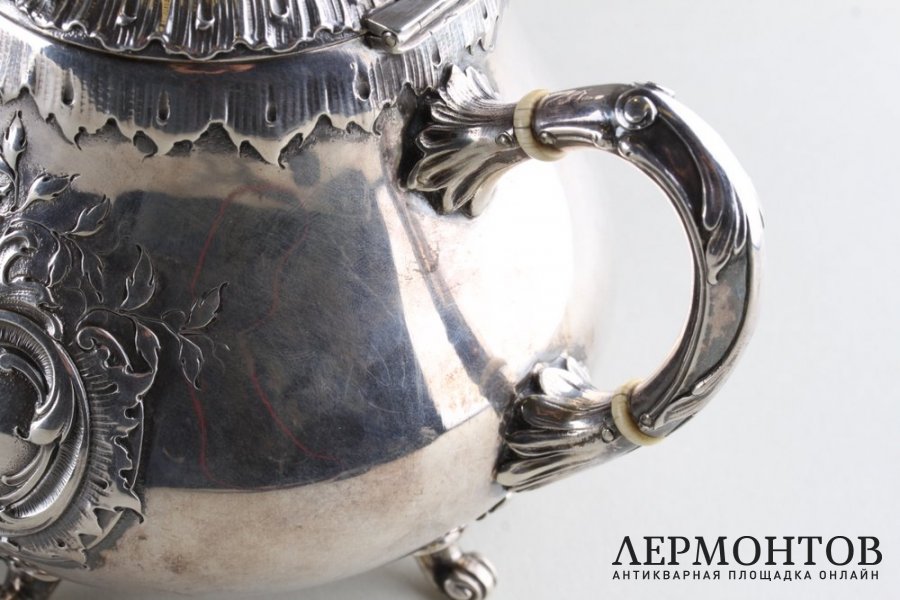 Чайник в стиле рококо. Серебро 84 пробы. Россия,1875-1894 годы
