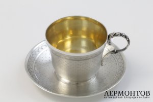 Чайная пара, Франция, 19 век, серебро, 300 мл