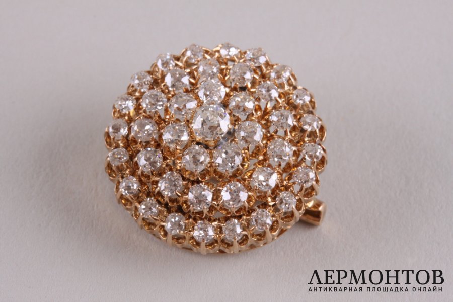 Брошь Малинка. Россия, Москва. Золото 56 пробы. 2,41 ct бриллианты. Заключение.
