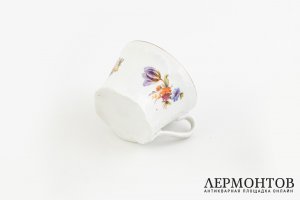 Кофейная пара Цветы 6 шт. Российская Империя, фабрика Гарднера, 19 век. Фарфор.