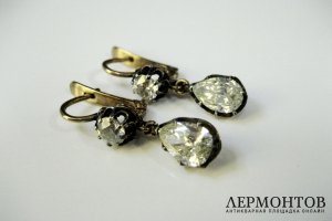 Серьги. Золото 56 пробы. Бриллианты. Российская Империя, XIX век.