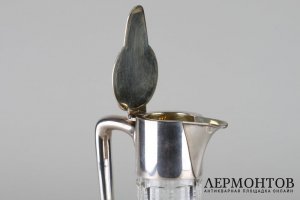 Графин. Серебро 800 пробы, хрусталь. Германия, H.Schapek, начало 20 века.
