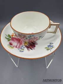 Кофейная пара с букетом. Фарфор, роспись, Meissen, период Марколини, Германия, 1774–1814 годы