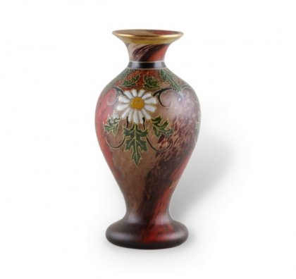 Ваза art nouveau с маргаритками. Legras. Стекло, полихромная эмаль. Франция, 1900-е.