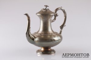 Кофейник Chauchefoin в технике гильоше. Серебро 950 пробы. Франция, конец XIX века.