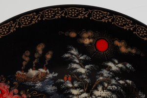 Тарелка Сказка Морозко. СССР, Палех, худ. Нина Лопатина, 1990 г. Фарфор, деколь.