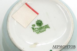 Чайная пара в зелено-голубых тонах. Российская Империя, Товарищество Кузнецова, 20 в.