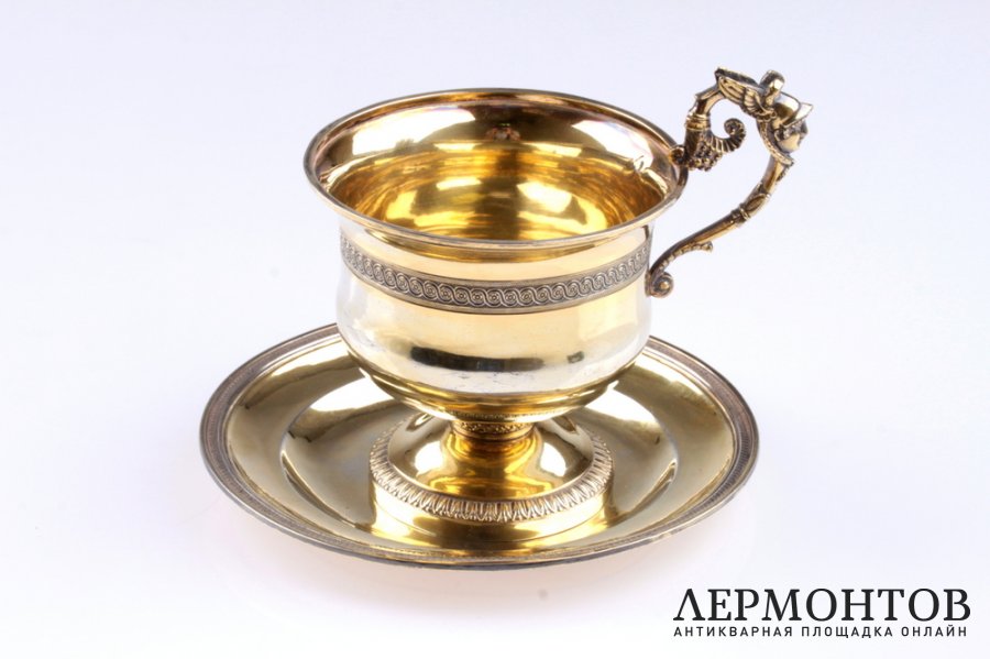 Чайная пара. 1819-1838 годы. Серебро 950. Франция
