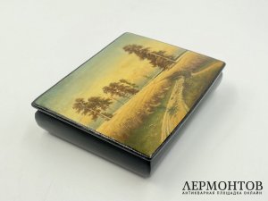 Шкатулка Пейзаж. Федоскино, В. Обухов, 1950 г.