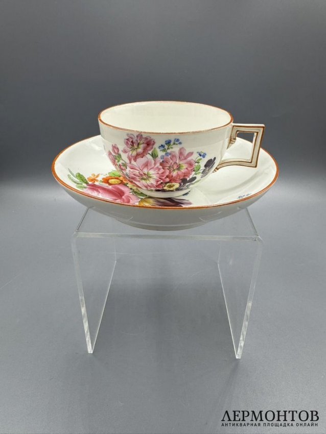 Кофейная пара с букетом. Фарфор, роспись, Meissen, период Марколини, Германия, 1774–1814 годы