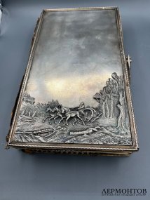 Альбом для фотографий «Русская тройка». Латунь, серебрение, Россия, начало 20 века