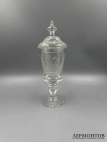 Кубок с крышкой «Пастораль». Хрусталь, гравировка, Европа, 1870–1890 годы