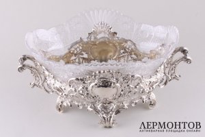 Ваза для фруктов в рокайльном стиле. Серебро 950 пробы. Европа, к 19-н 20 века.