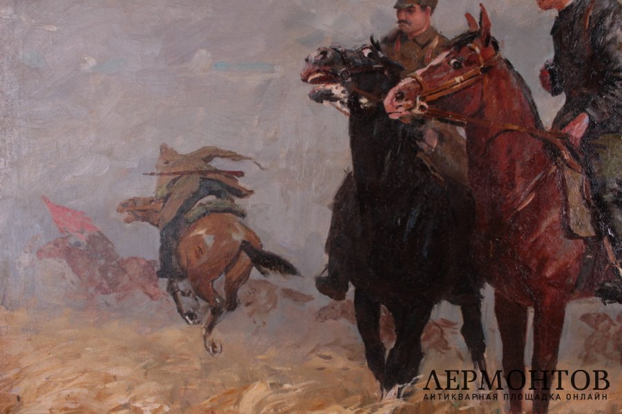 Картина.  Всадники-красноармейцы. Сцены из гражданской войны. 1954 г. Черняев Дмитрий Петрович.