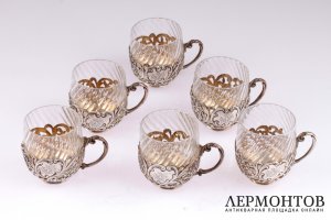Кофейный набор. 6 пар. Серебро 950. Франция