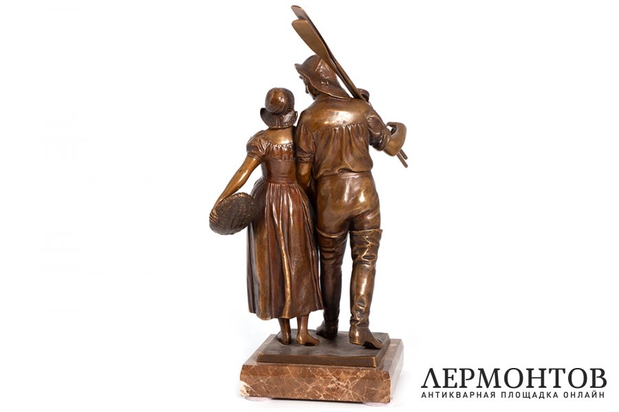 Скульптура Рыбак и рыбачка. Германия, автор H.Gotschmann, кон. 19 в. Бронза, литье.  