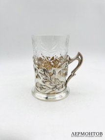 Подстаканник в стиле модерн со стаканом. Серебро 84 пробы, Э. К. Шуберт, Россия, 1899–1908 годы