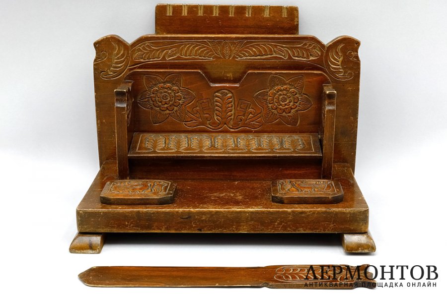 Письменный прибор, русский стиль. Дерево. Россия, Кудрино, 1910-1930е гг.