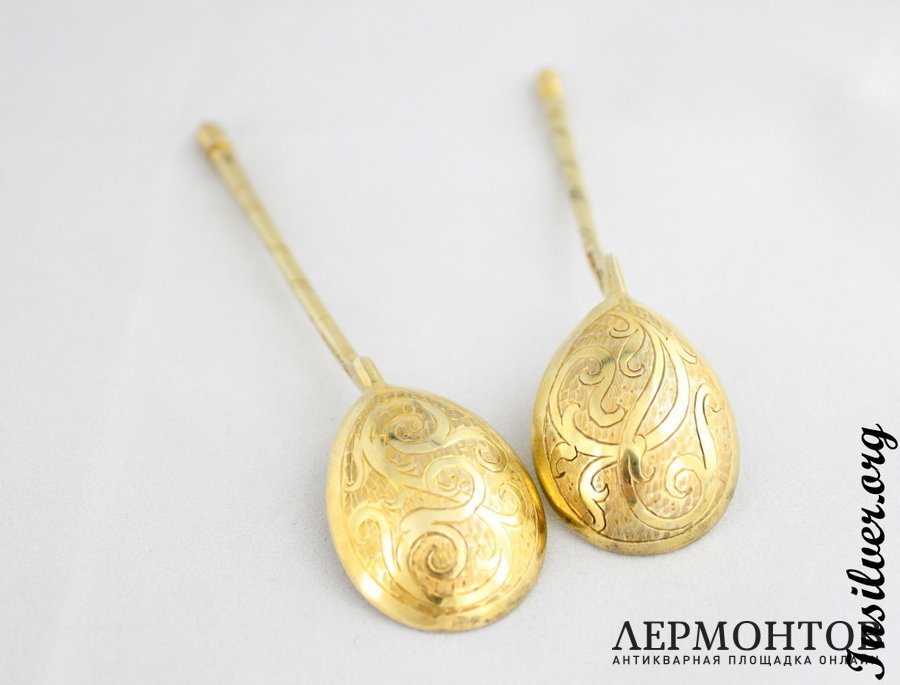 Две чайные ложки. 1857 год. Серебро 84. Россия