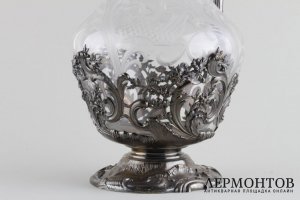 Кувшин в стиле рококо. Серебро 950 пробы, стекло. Франция, 1870-е-1900-е гг.