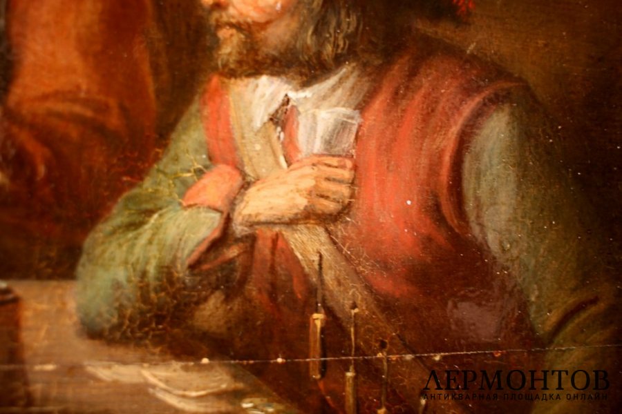 Картина. Игра в карты. Неизвестный художник. Вторая половина XIX века. Доска, масло. 