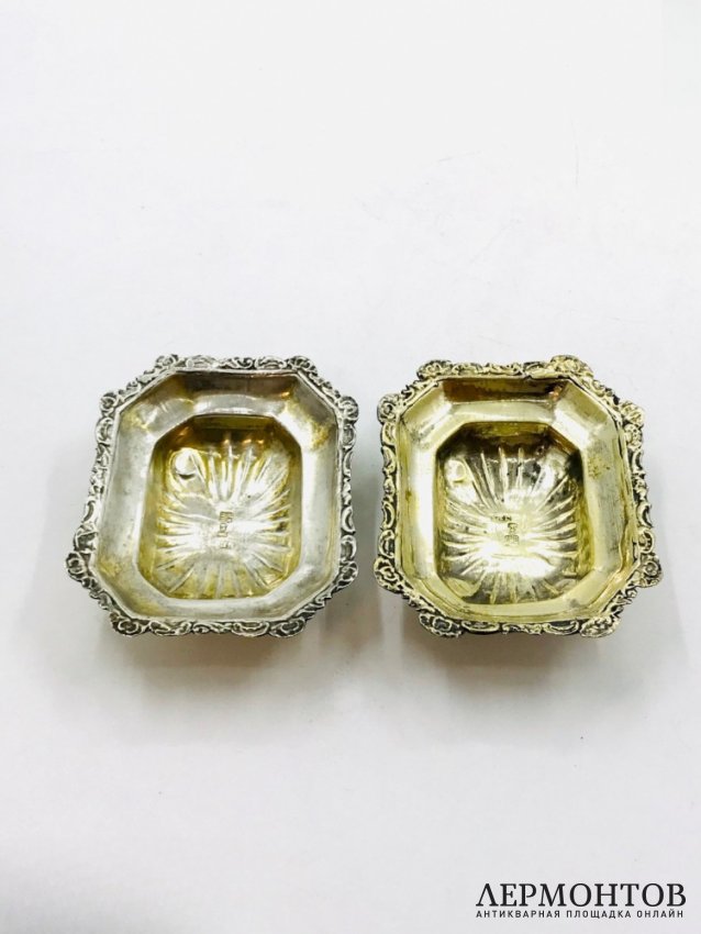 Парные солонки. Серебро 84 пробы, Россия, 1873 и 1875 годы