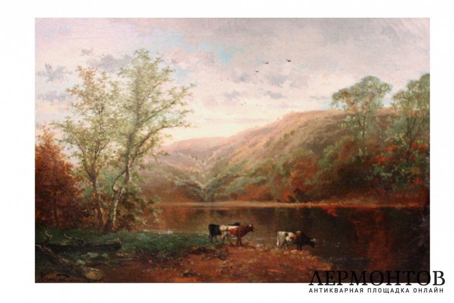 Картина. Пастух. Henri Joseph Pieron. Холст, масло.
