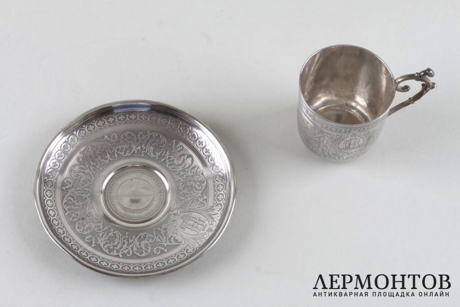 Кофейная пара в стиле ампир. Paillard Freres. Серебро 950 пробы. Франция
