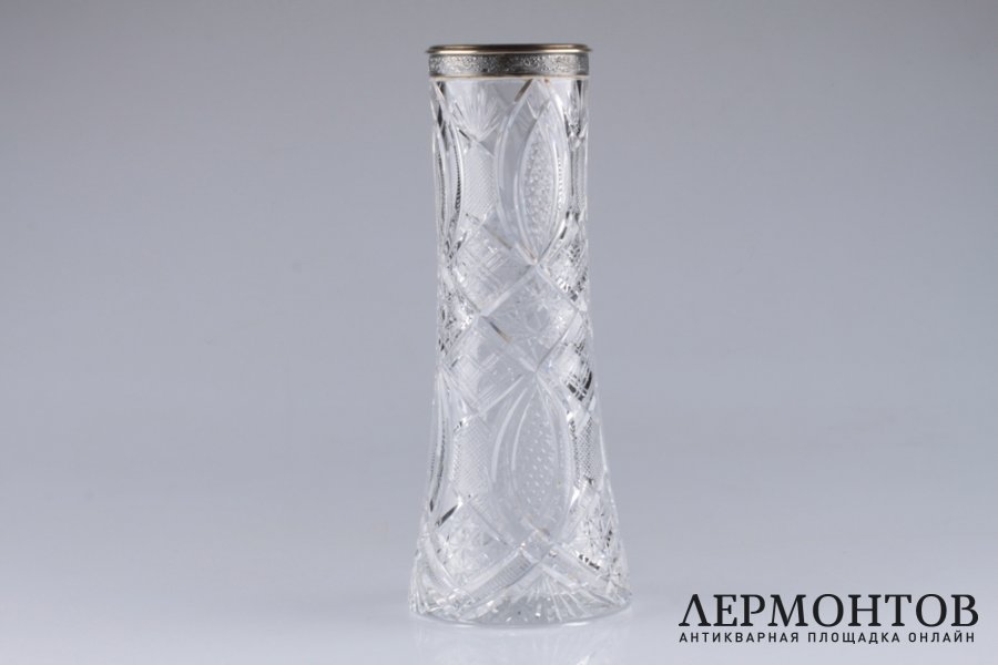 Ваза для цветов. СССР, 1977 г. Серебро 875, хрусталь.