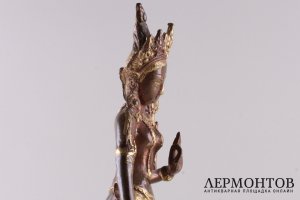 Скульптура Танцовщица Апсара. Бронза. Камбоджа, конец XIX - начало ХХ века