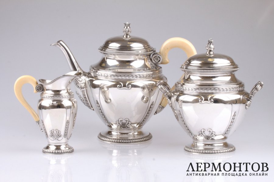 Чайный сервиз Roussel. Серебро 950 пробы. Франция