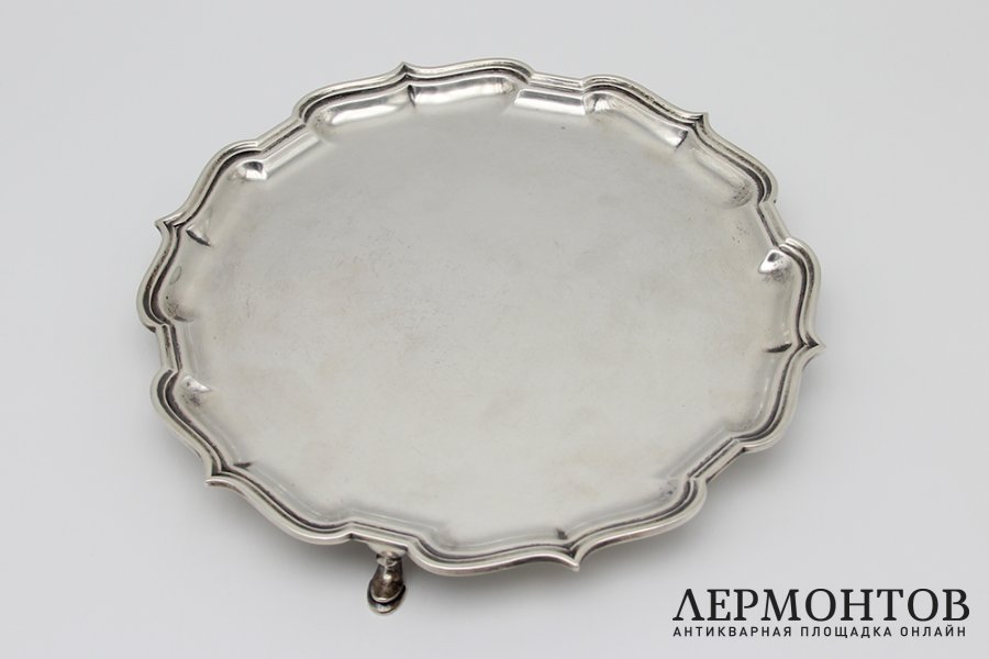 Поднос, визитница на ножках. Серебро. Англия, Шеффилд, 1930 г.