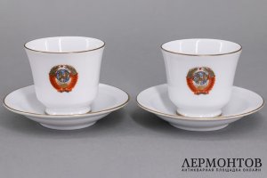 2 кофейные пары, Кремлевский сервиз. Фарфор. СССР, ЛФЗ, 1960-70е гг.