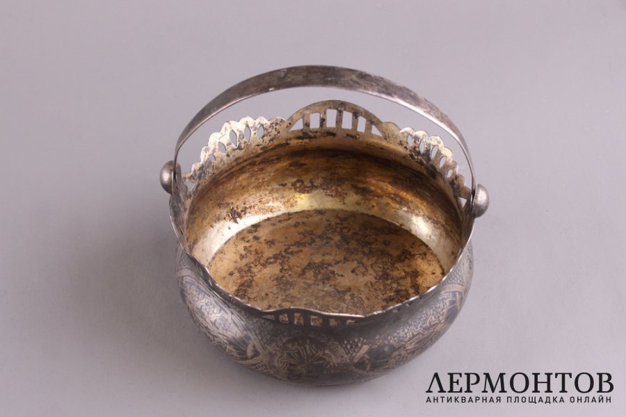 Сахарница с ручкой. Серебро 875 пробы. СССР, 50-е годы 20 в.