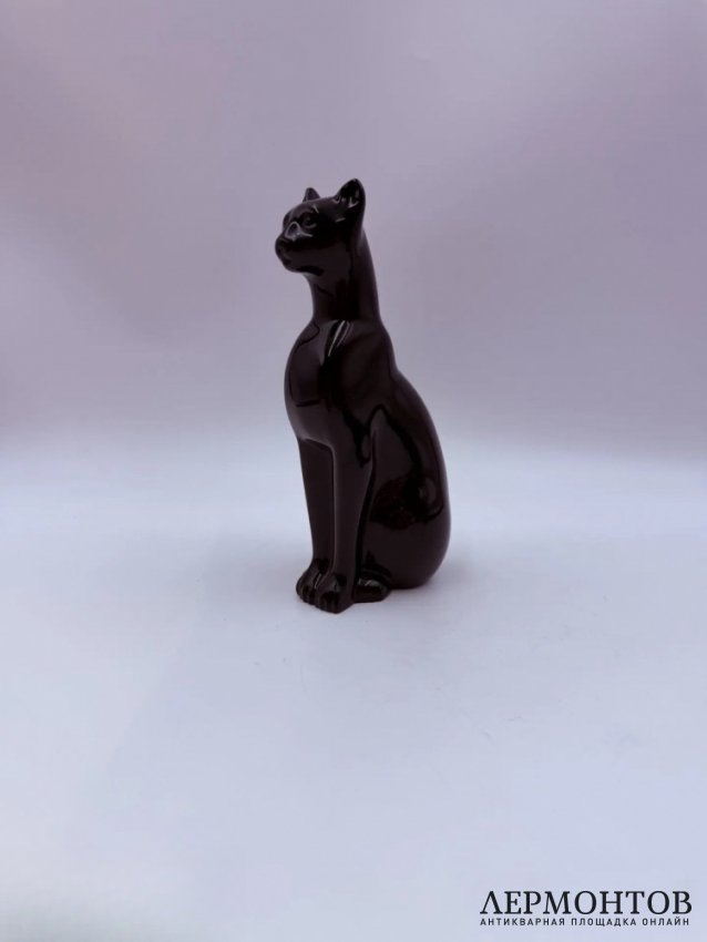 Статуэтка «Египетская кошка». Чёрный хрусталь, Baccarat, Франция