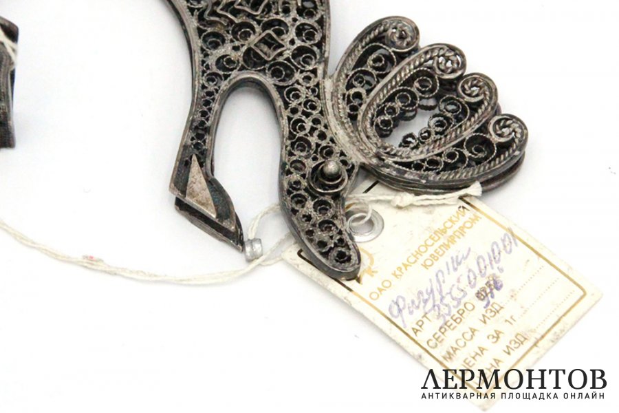 Фигурки Лоси. Серебро, скань. Россия, Красносельский ювелирный завод, 1990е гг.