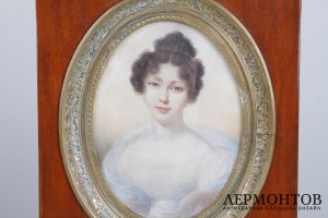Миниатюра с женским портретом. Франция, 1 пол. 19 в. Кость, живопись.